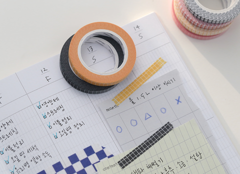 MOMOMATAE Crayon Check Slim Masking Tape [10colors]