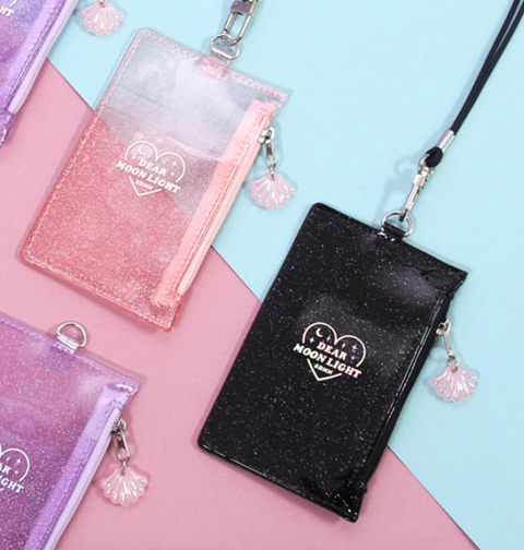 MOONLIGHT TWINKLE NECK ZIPPER CASE [Black] | ID Badge Holder | Lanyard