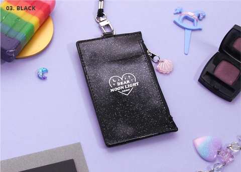 MOONLIGHT TWINKLE NECK ZIPPER CASE [Black] | ID Badge Holder | Lanyard