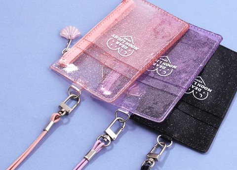 MOONLIGHT TWINKLE NECK ZIPPER CASE [Black] | ID Badge Holder | Lanyard