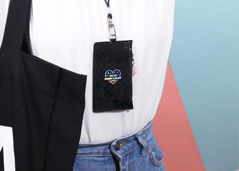 MOONLIGHT TWINKLE NECK ZIPPER CASE [Black] | ID Badge Holder | Lanyard