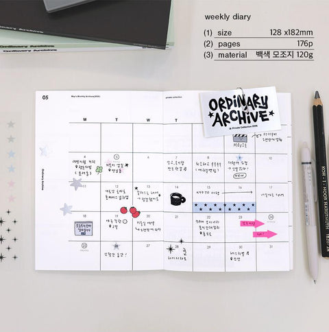 2026 Ordinary Archive Weekly Planner [6colors]