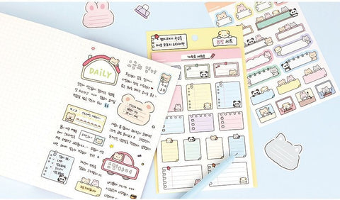 Cute Animal Friends Memo Sticker Pack | 8sheets