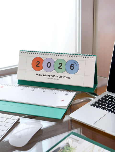 2026 PRISM Horizontal Weekly Desk Scheduler | Desk Calendar