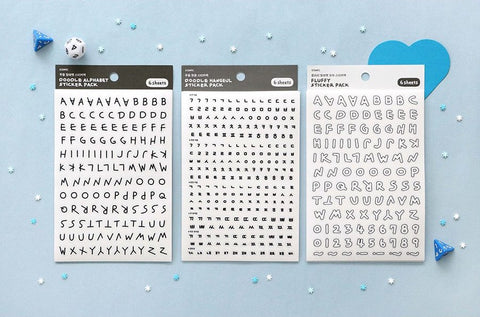 Fluffy Alphabet + Number Sticker Pack | 6 sheets