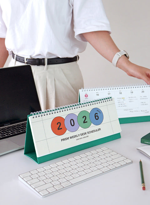 2026 PRISM Horizontal Weekly Desk Scheduler | Desk Calendar