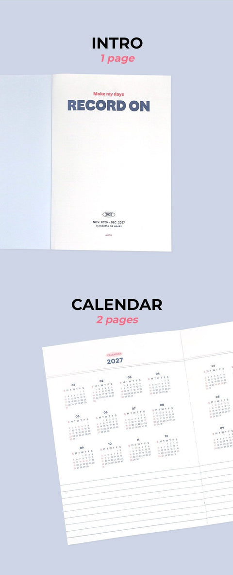 2027 Record On Weekly Planner A5 [4colors]