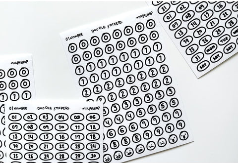 Uncut Deco Seal Sticker [Round Number] | 8sheets