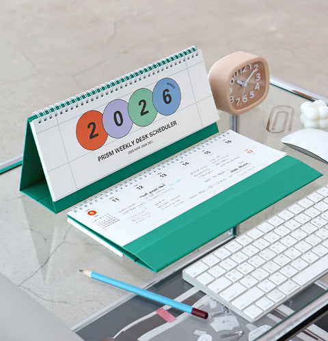 2026 PRISM Horizontal Weekly Desk Scheduler | Desk Calendar