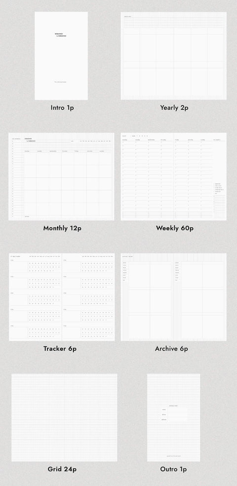 Sequence to Sequence Time Weekly Planner (6months) [5types]