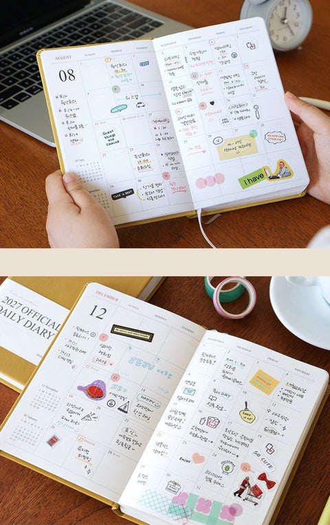 2027 Official Daily Diary Time Planner B6 [6colors] | Daily Diary 2027