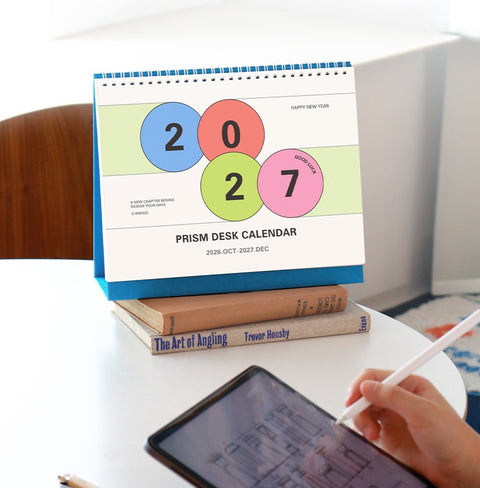 2027 PRISM Desk Calendar (OCT.2026-DEC.2027) | Dated + Undated Planner