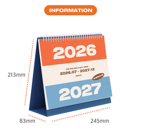 2026-2027 Desk Calendar + Undated Scheduler (2026.7 - 2027.12)