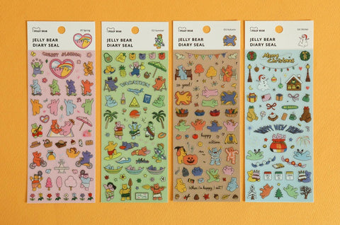 Jelly Bear Diary Seal Sticker 01-04 | Season