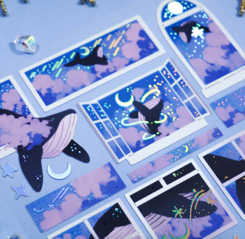 Night Sky Whale Seal Sticker