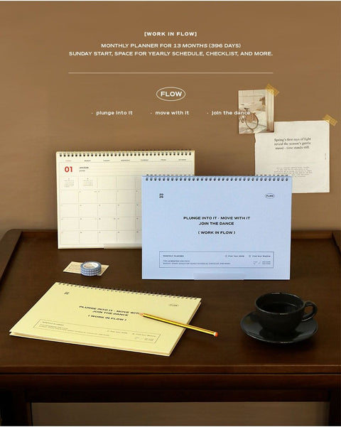 2026 Flow Monthly Planner A4 [2colors] | 2026 Desk Calendar