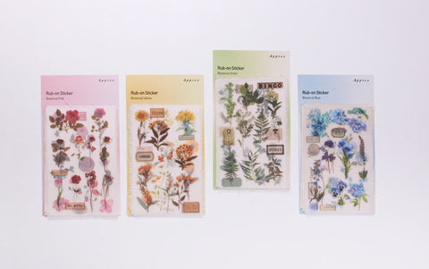 Rub-on Flower Sticker [Botanical Green] | Printed Dried Flower Sticker