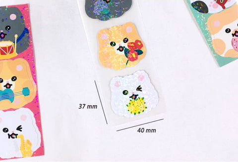 Big Kitty Hologram Seal Sticker [10types] | Cat Deco Sticker