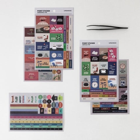 LIFE&PIECES Point Sticker Set [2types] | 6sheets