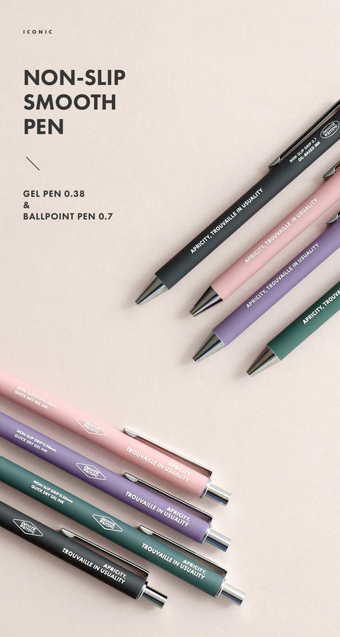 NON-SLIP SMOOTHING PEN [4colors] | GEL PEN 0.38mm & BALLPOINT PEN 0.7mm