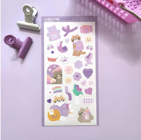 Purple Night Cat Seal Sticker | Kitty Deco Sticker