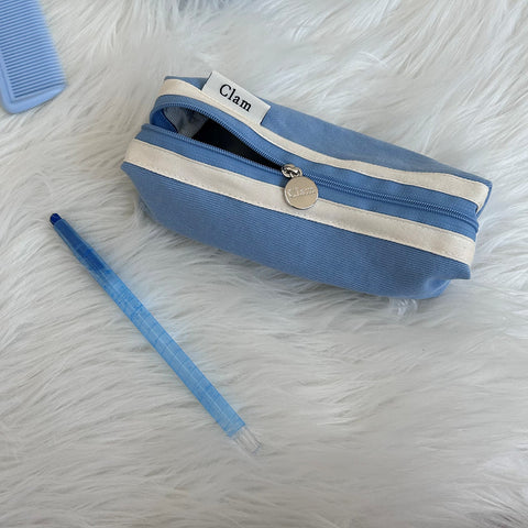 Clam Round Pencil Case [Lagy Blue] | Pen Pouch