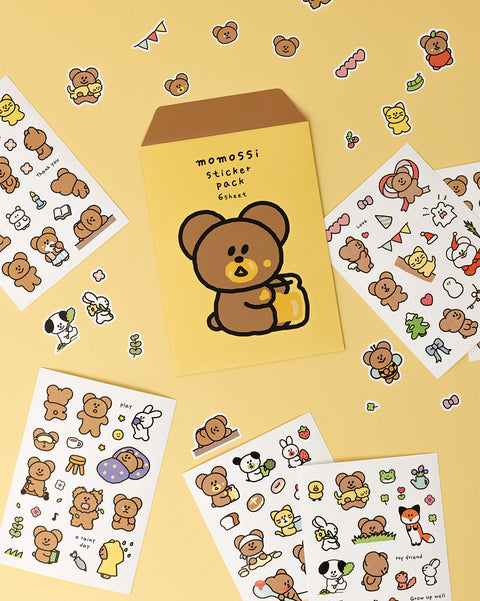 momossi Sticker Pack | 6sheets | Bear Sticker