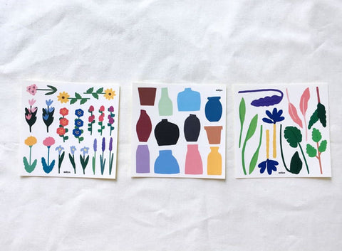 Flowering Plant Sticker Set | un cut lines stickers | 15sheets