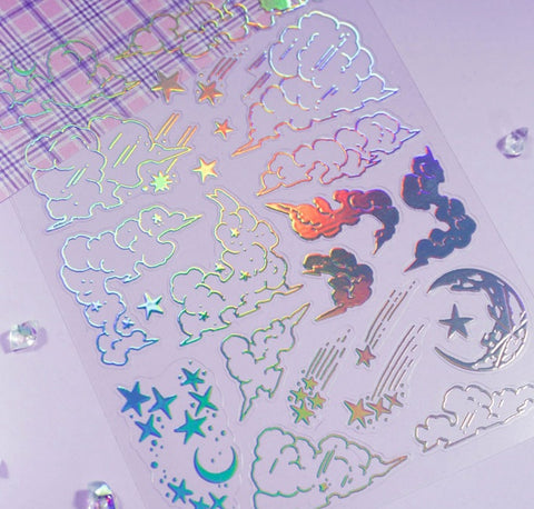 Cloud Glitter Seal Sticker