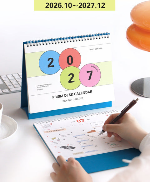 2027 PRISM Desk Calendar (OCT.2026-DEC.2027) | Dated + Undated Planner
