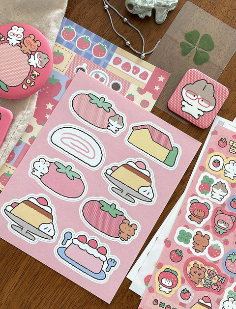 YOON GOO Strawberry Stickers [4types] | Planner Deco Sticker