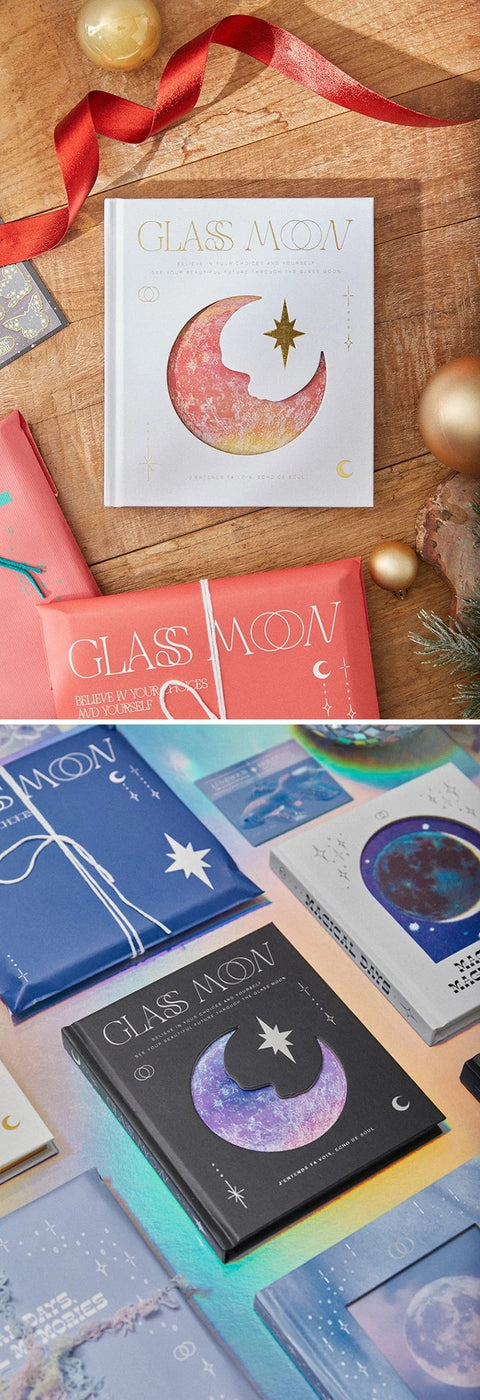 Glass Moon Journal [White] | Grid Notebook