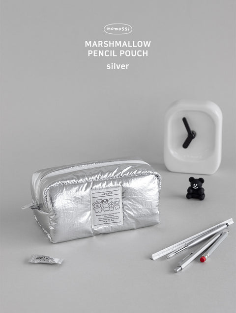 momossi Marshmallow Pencil Pouch [Silver] | Pen Case