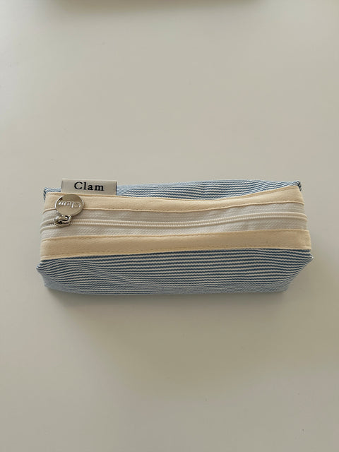 Clam Round Pencil Case [Little Stripe] | Pen Pouch