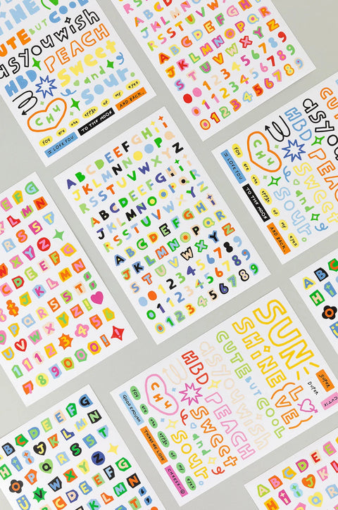 Little Things Cutting Color Typo Sticker Pack | 6sheets