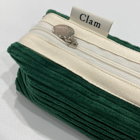 Clam Round Pencil Case [Corduroy Broccoli] | Pen Pouch