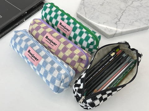 Checkerboard Pencil Case [4colors] | Pen Pouch