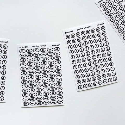 Uncut Deco Seal Sticker [Round Number] | 8sheets