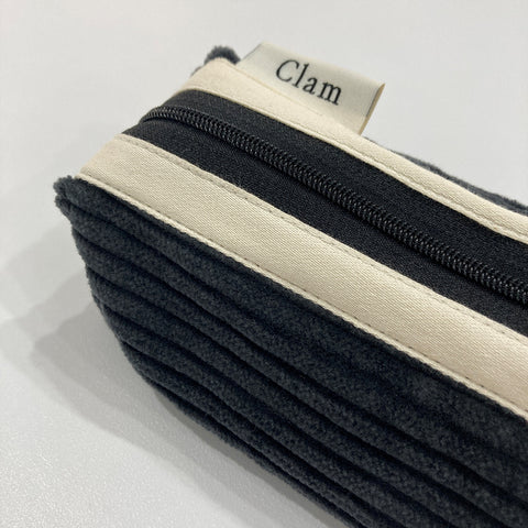 Clam Round Pencil Case [Corduroy Midnight] | Pen Pouch