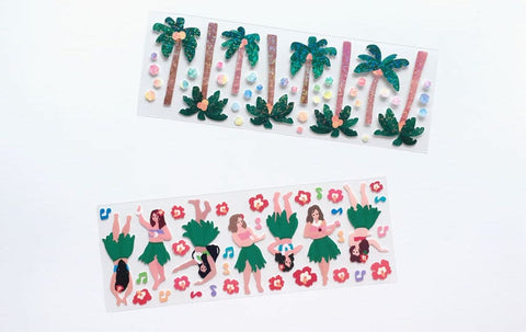 Hawaii Hula Dance Seal Sticker [2types] | Palm Tree Deco Sticker