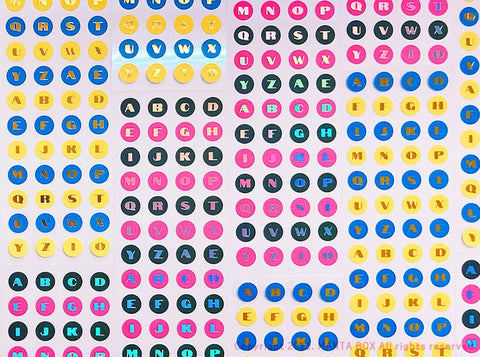 Twinkle Deco Sticker [Round Alphabet-Black Pink]