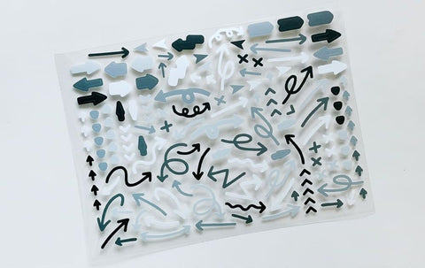 Deco Seal Sticker [Gray Curved Arrow]