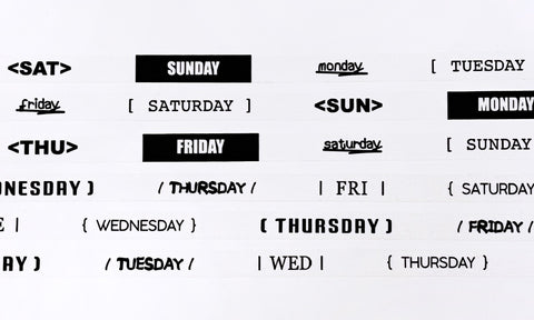 What Day of the Week _ Black English Masking Tape [2types]