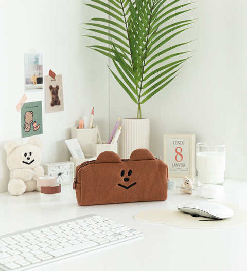 Momossi Bear Cushion Pencil Pouch [3colors]