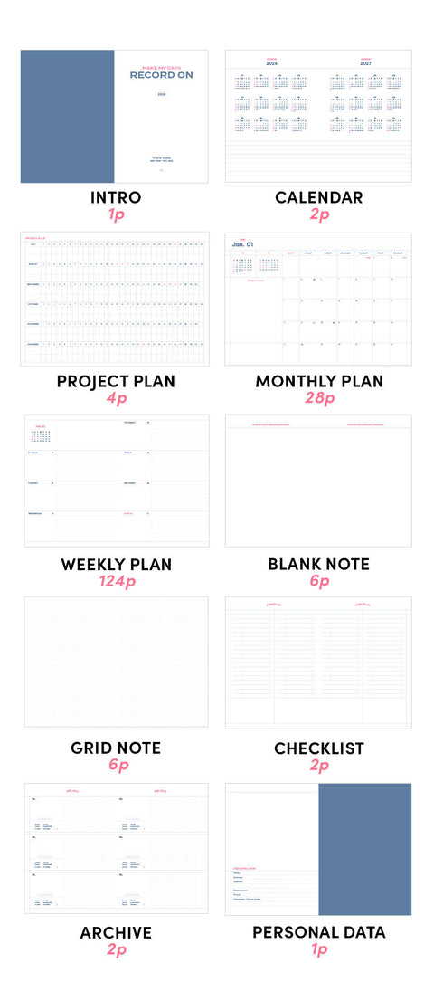 2026 Record On Weekly Planner B6 [4colors]
