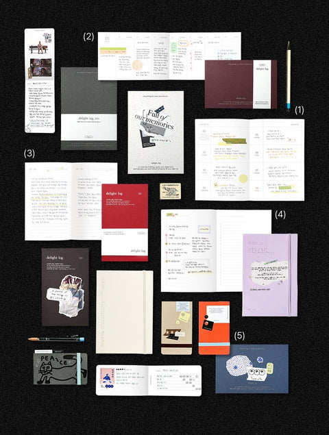 Delight Log Mini Log Book [8types] | Checklist, Weekly Tracker, One Line Diary, Free Log