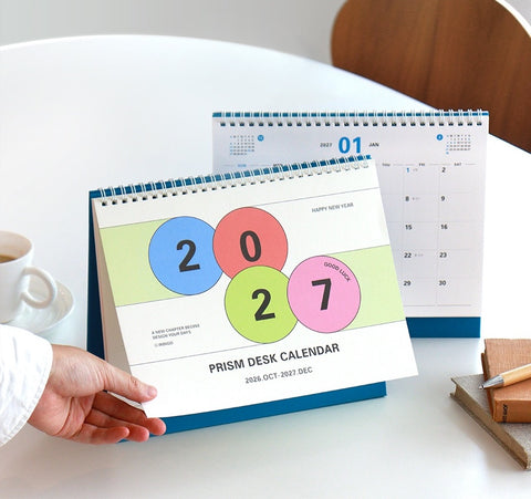 2027 PRISM Desk Calendar (OCT.2026-DEC.2027) | Dated + Undated Planner