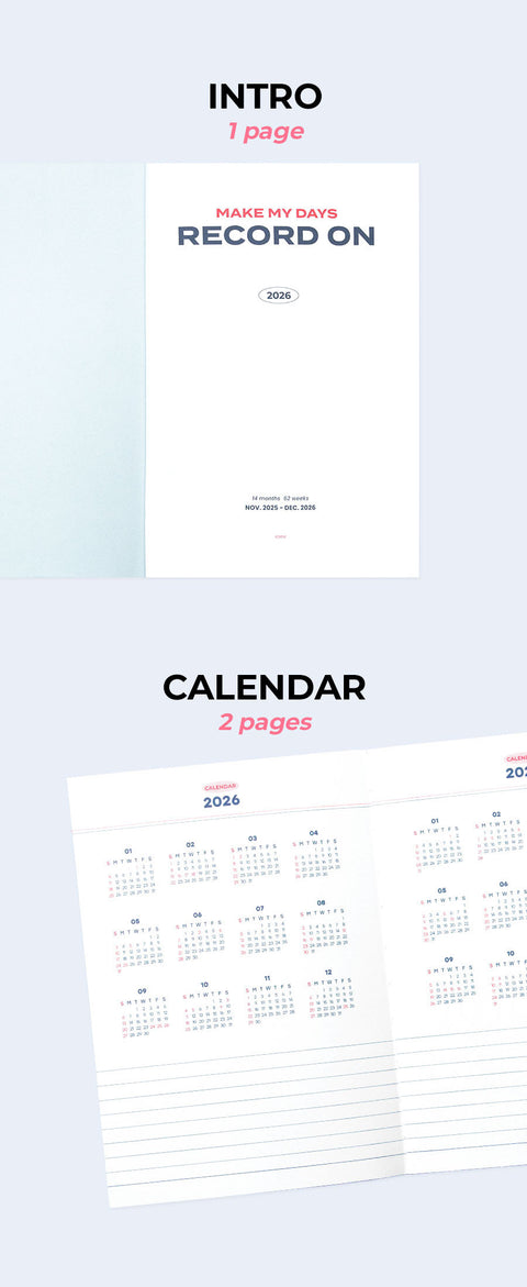 2026 Record On Weekly Planner B6 [4colors]
