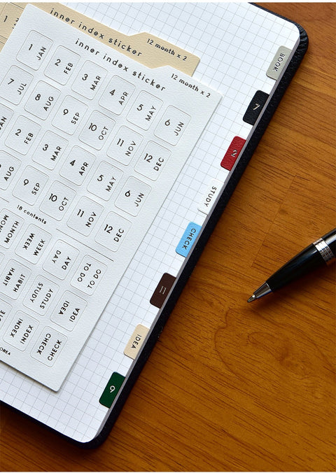 Inner Index Tab Sticker_Silver [8colors] | Leather Texture