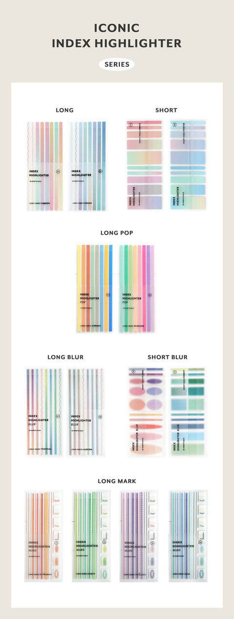 Index Long Highlighter Mark Sticky Notes [4types]